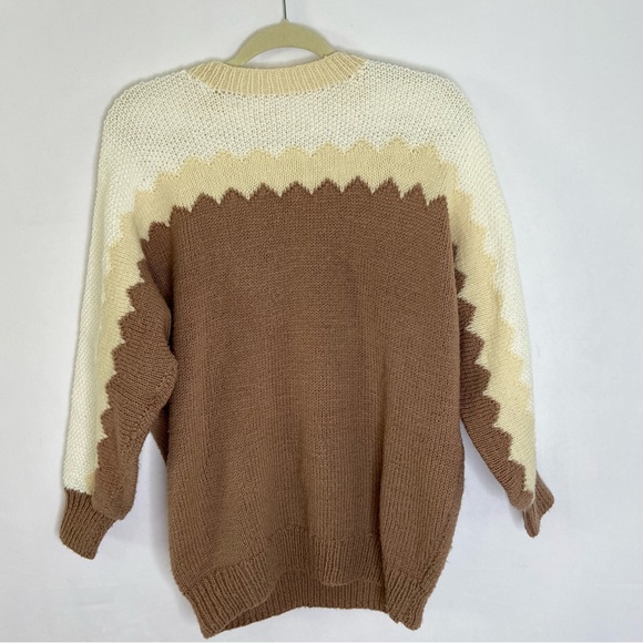 Vintage 70s handmade knit crochet sweater Colorblock long sleeve - Picture 5 of 5